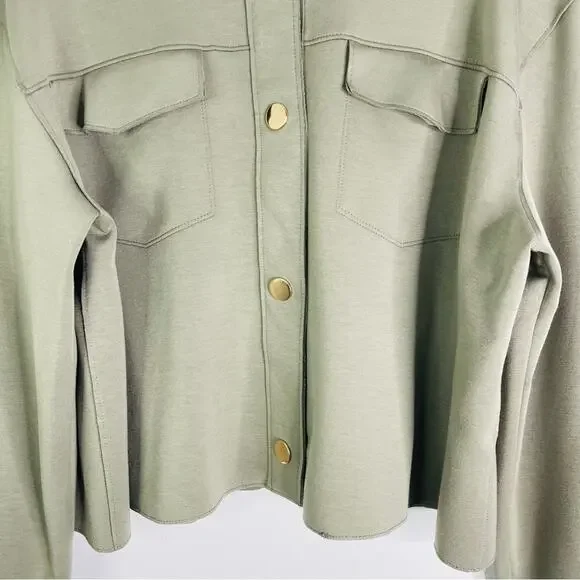 NWT Carolina Belle green stretchy cropped lightweight boho top shacket jacket XL - Picture 3 of 6